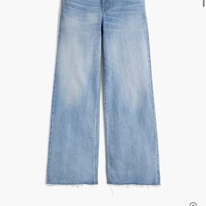J Crew Wide Leg Crop Jeans 31 Petite High Rise Light Wash Raw Hem Trendy Denim